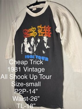 Cheap Trick “All Shook Up” Tour Raglan EXTREMELY RARE COLLECTORS T-shirt